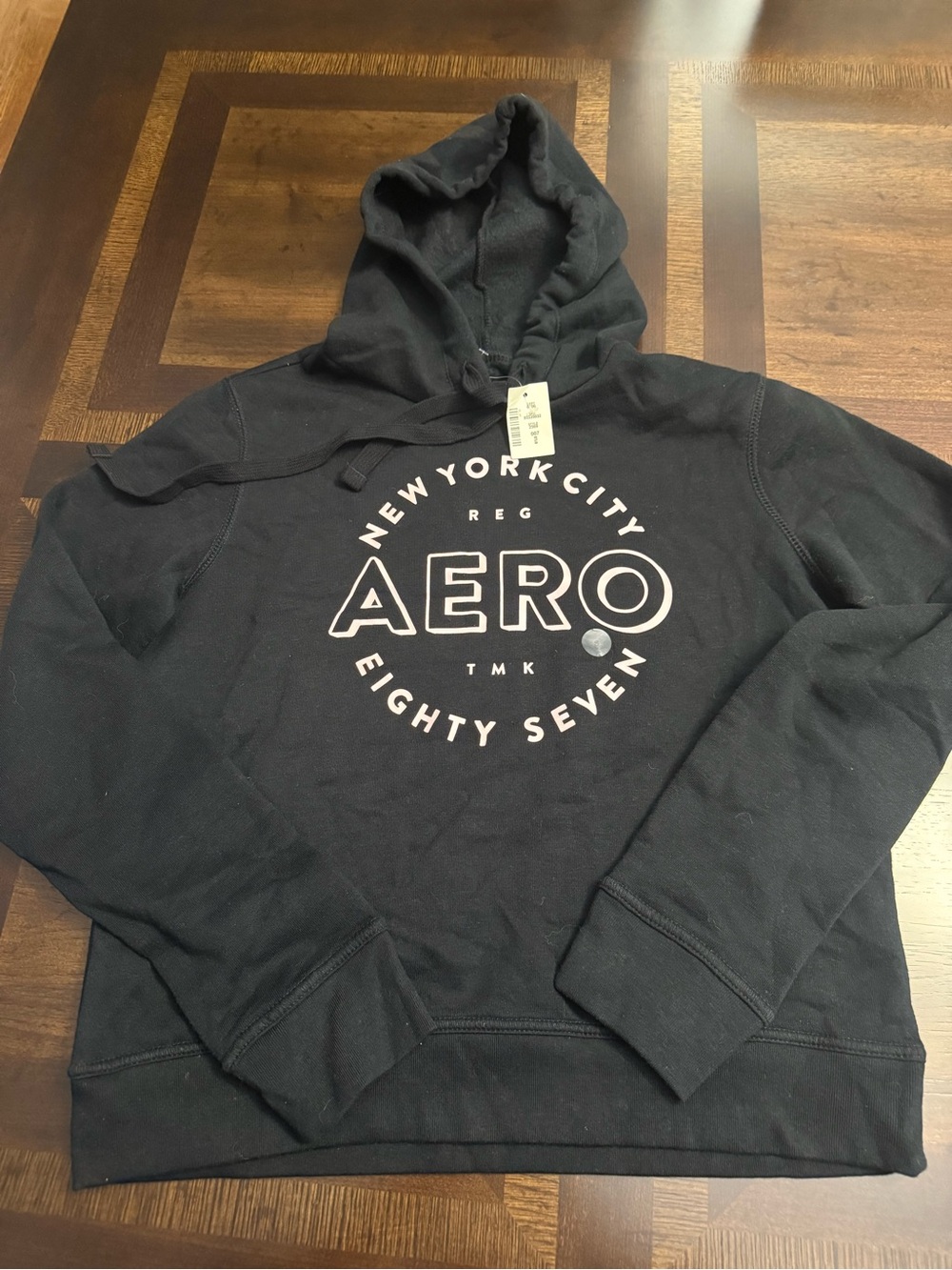 Aeropostale Black Hooded Sweatshirt with White AERO Logo